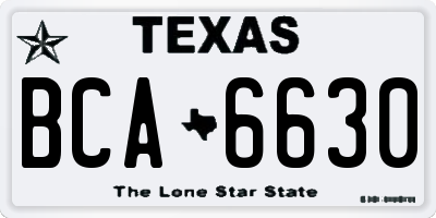 TX license plate BCA6630