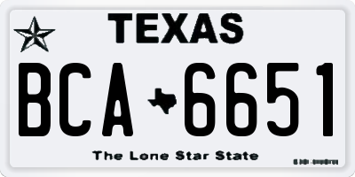 TX license plate BCA6651