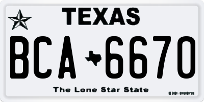 TX license plate BCA6670