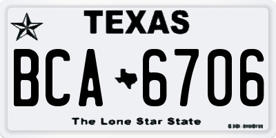 TX license plate BCA6706