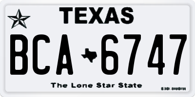 TX license plate BCA6747