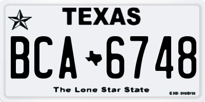 TX license plate BCA6748