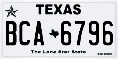 TX license plate BCA6796