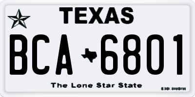 TX license plate BCA6801
