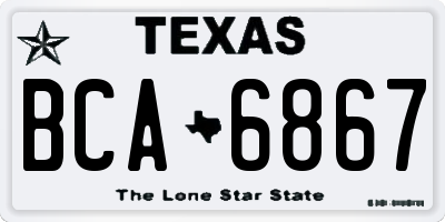 TX license plate BCA6867