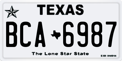 TX license plate BCA6987