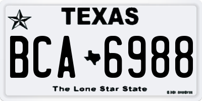 TX license plate BCA6988