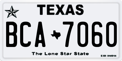 TX license plate BCA7060
