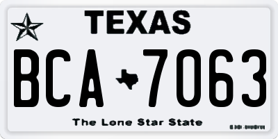 TX license plate BCA7063