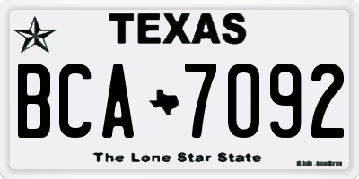 TX license plate BCA7092