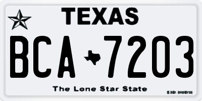 TX license plate BCA7203