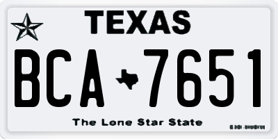 TX license plate BCA7651