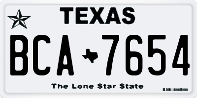 TX license plate BCA7654