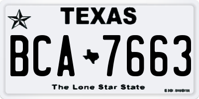 TX license plate BCA7663