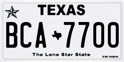 TX license plate BCA7700
