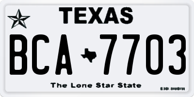 TX license plate BCA7703