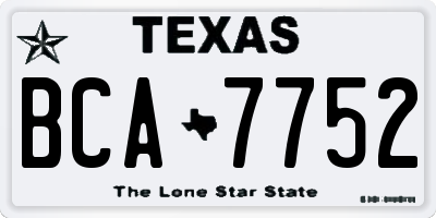 TX license plate BCA7752