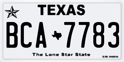 TX license plate BCA7783