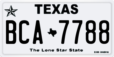 TX license plate BCA7788