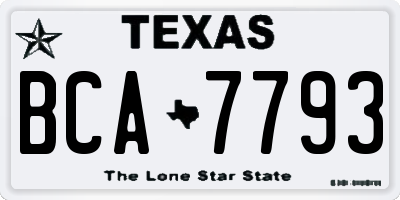 TX license plate BCA7793