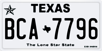 TX license plate BCA7796