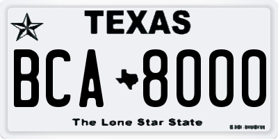 TX license plate BCA8000