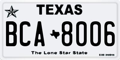 TX license plate BCA8006