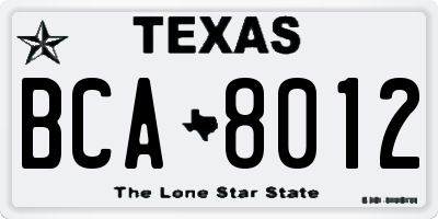 TX license plate BCA8012