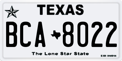 TX license plate BCA8022