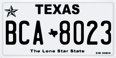 TX license plate BCA8023