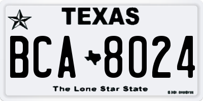TX license plate BCA8024