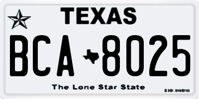 TX license plate BCA8025