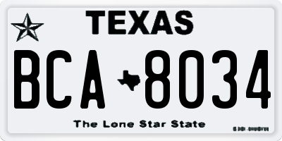TX license plate BCA8034