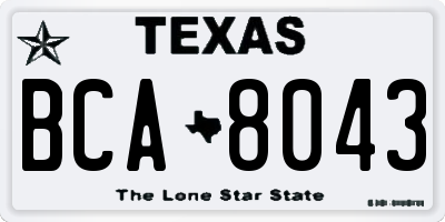 TX license plate BCA8043