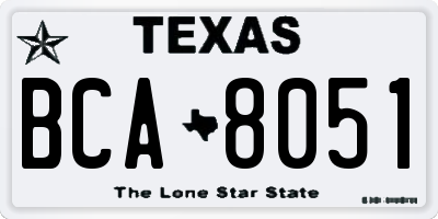 TX license plate BCA8051