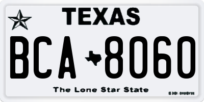 TX license plate BCA8060