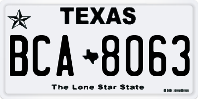 TX license plate BCA8063