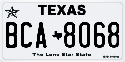 TX license plate BCA8068