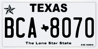 TX license plate BCA8070