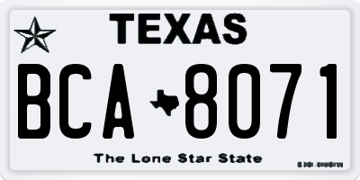 TX license plate BCA8071