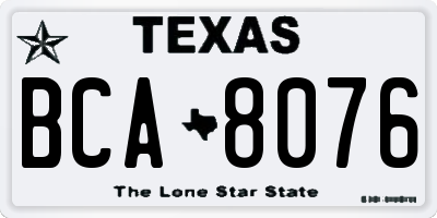TX license plate BCA8076