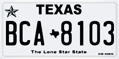 TX license plate BCA8103