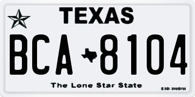 TX license plate BCA8104