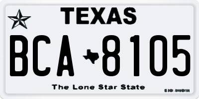 TX license plate BCA8105