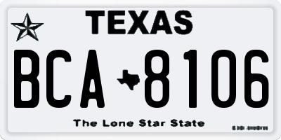 TX license plate BCA8106