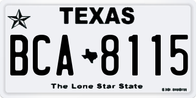 TX license plate BCA8115
