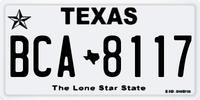 TX license plate BCA8117