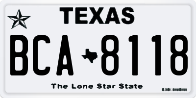 TX license plate BCA8118