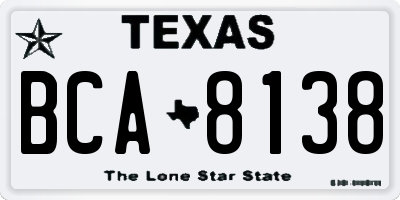 TX license plate BCA8138