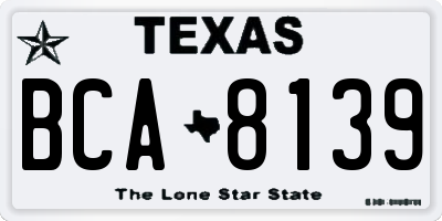 TX license plate BCA8139